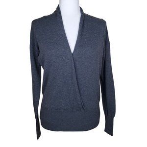 GAP Factory Faux Wrap Long Sleeve Gray V-Neck Sweater Women's Small